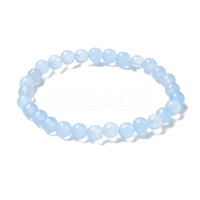 Natural & Dyed White Jade Bead Stretch Bracelets BJEW-K212-A-018-1