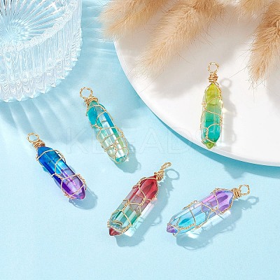 10Pcs 5 Colors Glass Pendants FIND-CJ0001-64-1