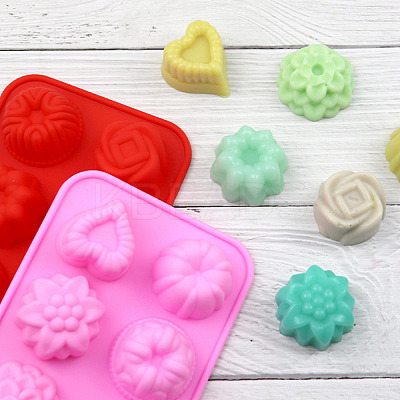 8-Cavity Floral & Heart Shaped Fondant Molds DIY-TAC0005-88-1