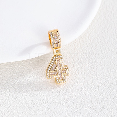 Brass Clear Cubic Zirconia European Dangle Charms LS-KK-R003-01G-04-1