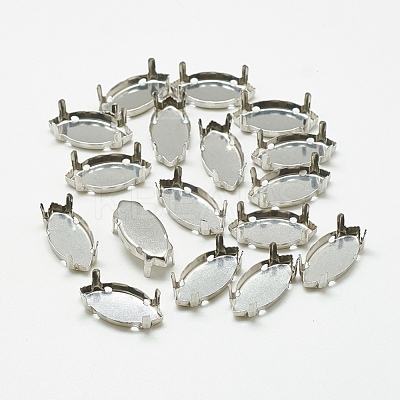 Non-Tarnish 201 Stainless Steel Sew on Prong Settings STAS-T032-04-5x10mm-1