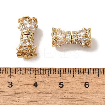 Rack Plating Brass Pave Clear Cubic Zirconia Beads KK-M285-12G-1