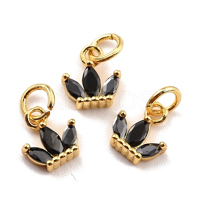 Brass Cubic Zirconia Charms KK-A156-02G-RS-1