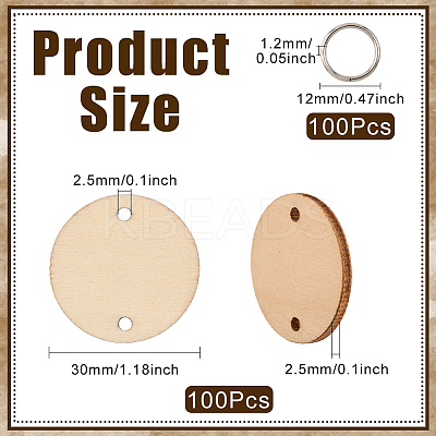 100Pcs Undyed Unfinished Wood Links DIY-SP0005-50-1