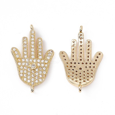 Brass Micro Pave Clear Cubic Zirconia Connector Charms KK-E068-VC077-1