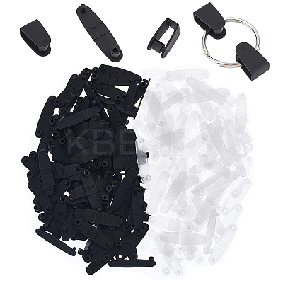 200Pcs 2 Colors Badge Strap Clip Key Chain Connector Plastic Keychain Clip for Card Holder FIND-OC0002-90-1