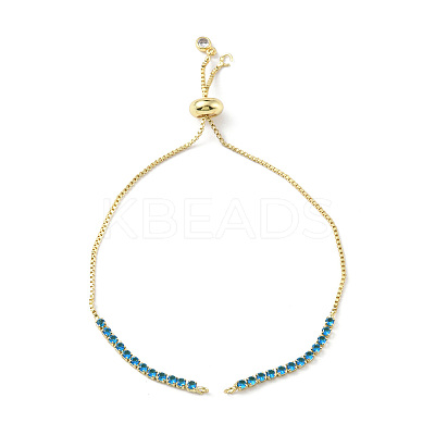 Brass Micro Pave Cubic Zirconia Box Chain Slider Bracelet Makings KK-P233-10G-1
