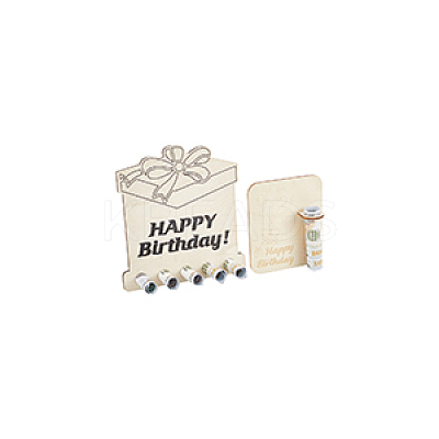 Happy Birthday Laser Cut Wooden Money Holder Display Stands AJEW-FG0004-31-1