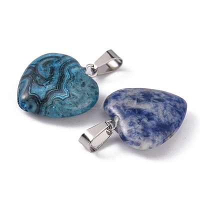 Heart Natural & Synthetic Mixed Stone Pendants X-G-Q438-M-1