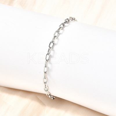 304 Stainless Steel Paperclip Chain Bracelets for Women Men BJEW-A050-03P-1