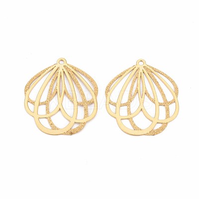 Rack Plating 304 Stainless Steel Filigree Pendants X-STAS-T057-42G-1