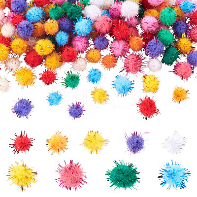 200Pcs 2 Styles Handmade DIY Doll Craft Pom Pom Yarn Pom Pom Balls AJEW-TA0002-18-1