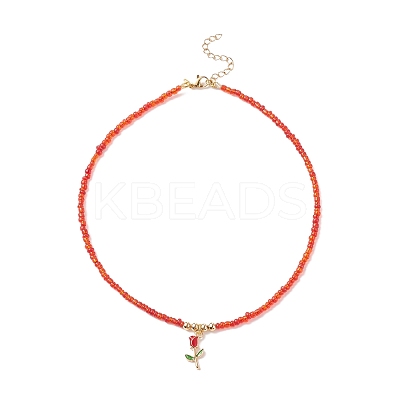 3Pcs 3 Style Glass Seed & Brass Heart Beaded Necklaces Set NJEW-JN03965-1