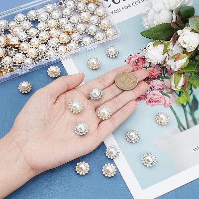 80Pcs 2 Colors Sew on Rhinestone RESI-FH0001-46-1