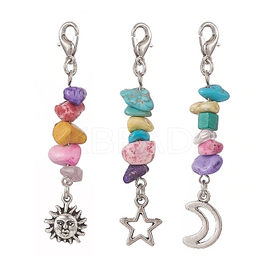 3Pcs 3 Styles Tibetan Style Alloy Pendant Decorations HJEW-CJ0001-13A-1