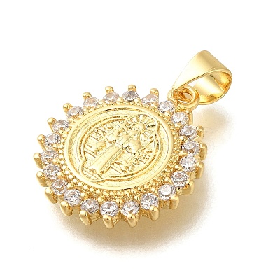 Rack Plating Brass with Cubic Zirconia Pendants KK-Z086-33G-08-1