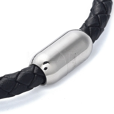 Men's Braided Black PU Leather Cord Bracelets BJEW-K243-60AS-1