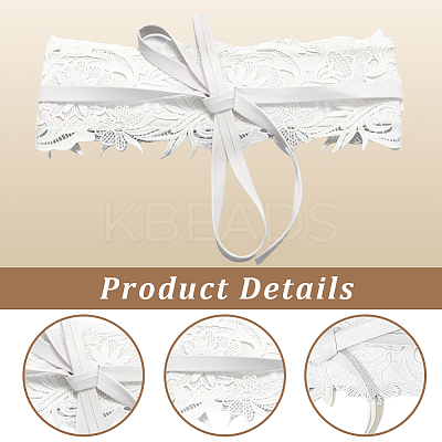 Imitation Leather Flower Lace Wide Chain Belts AJEW-WH20077-032B-1