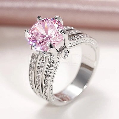 Brass Micro Pave Cubic Zirconia Finger Rings for Women FS-WGB56BB-10-1