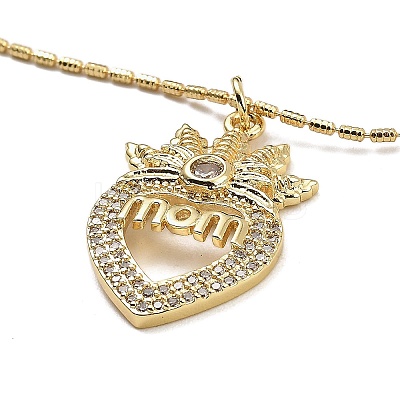 Golden Plated Brass Micro Pave Clear Cubic Zirconia Pendant Necklaces NJEW-L178-01G-03-1