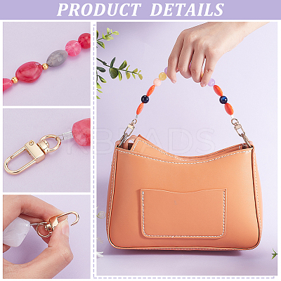 4Pcs 4 Style Resin Imitation Gemstone Beaded Bag Handles FIND-PH0009-46A-1