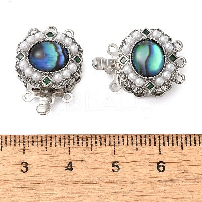 Brass Micro Pave Clear Cubic Zirconia with ABS Plastic Pearl Box Clasps KK-G505-03P-1