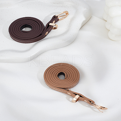 2Pcs 2 Colors PU Leather Thin Plain Chain Belt with Light Gold Alloy Buckles AJEW-LP0007-45A-1