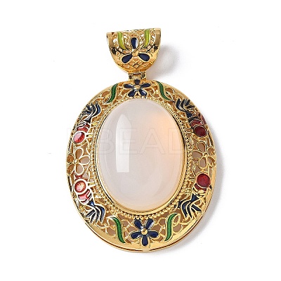 Natural White Agate Oval Pendants KK-K399-18B-05-1