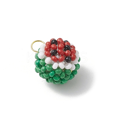 Glass Seed Beaed Watermelon Pendants PALLOY-MZ00565-1