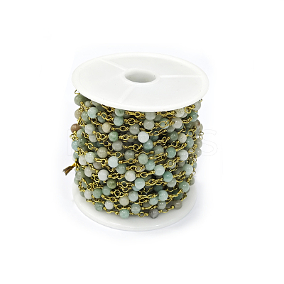 Handmade Amazonite Beaded Chains AJEW-P060-4mm-02-1
