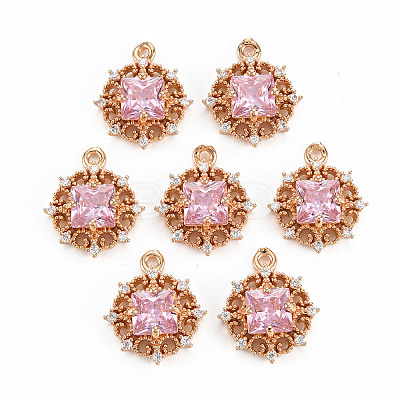 Rack Plating Brass Micro Pave Clear Cubic Zirconia Pendants X-KK-T060-61-RS-1