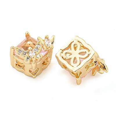 Rack Plating Brass Micro Pave Clear Cubic Zirconia Beads KK-F089-35G-02-1