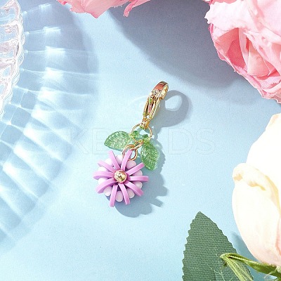 Flower Polymer Clay & Glass Pendants Decorations HJEW-MZ00327-06-1