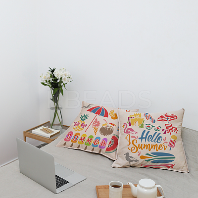 1 Set Summer Theme PET Hollow Out Drawing Painting Stencils DIY-MA0004-76B-1