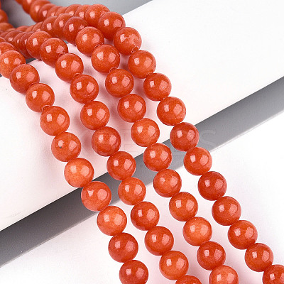 Dyed Natural Mashan Jade Round Beads Strands G-T139-6mm-67C-1