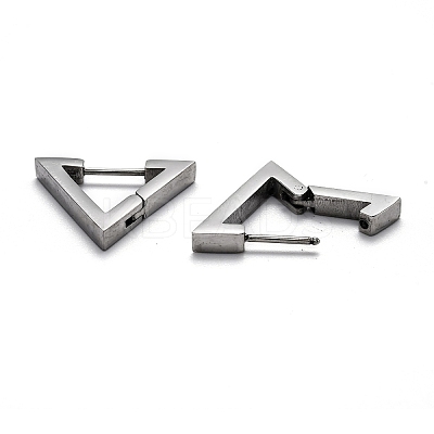 Tarnish Resistant 304 Stainless Steel Triangle Huggie Hoop Earrings STAS-J033-02C-P-1