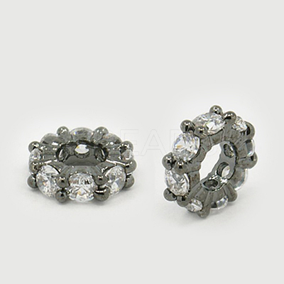 Brass Cubic Zirconia European Beads ZIRC-F001-101B-1