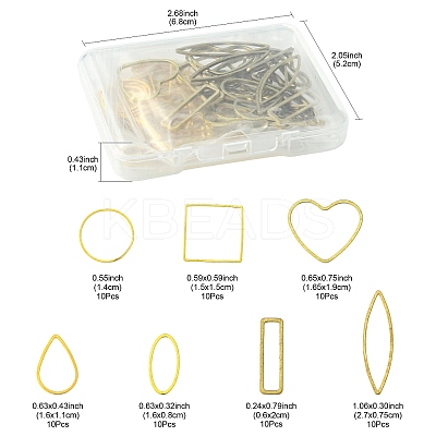 70Pcs 7 Styles Brass Geometric Linking Rings KK-FS0001-99-1