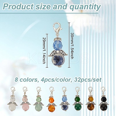 Angel Natural Gemstone Pendant Decoration HJEW-GO00033-1