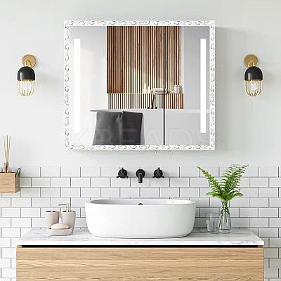 PVC Flowers Pattern Mirror Self-adhesive Sticker FIND-WH0152-356A-1