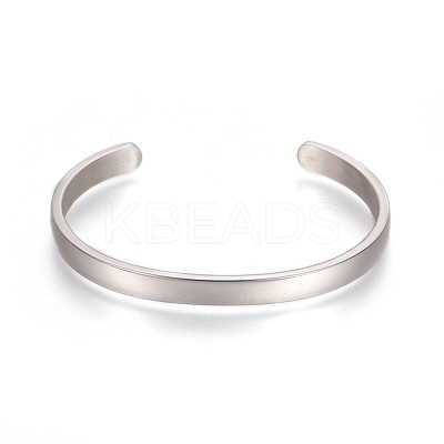 304 Stainless Steel Cuff Bangles STAS-I110-10-6mm-1