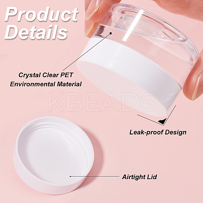 8Pcs Transparent Plastic Empty Portable Facial Cream Jar CON-CP0001-015A-1