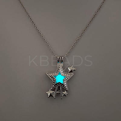 Alloy with Luminous Resin Bead Inside Pendant Necklaces for Women Men FS-WG4D5C2-18-1