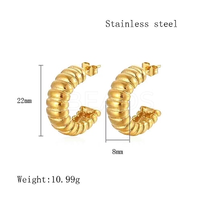 304 Stainless Steel Arch Stud Earrings FU7272-1-1