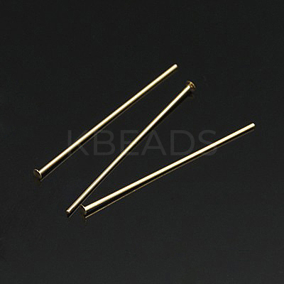 Yellow Gold Filled Flat Head Pins KK-G161-19x0.5mm-1-1