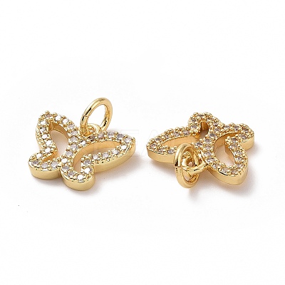 Brass Cubic Zirconia Charms ZIRC-I062-21G-1