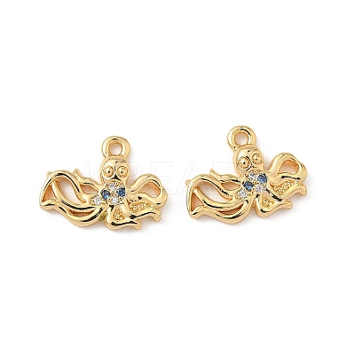 Brass Micro Pave Cubic Zirconia Charms X1-KK-C099-01F-G-1