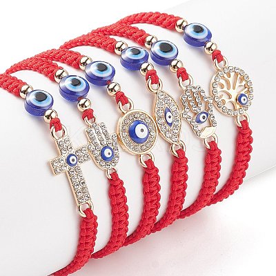 6Pcs 6 Style Resin Evil Eye Braided Bead Bracelets Set BJEW-JB08808-1