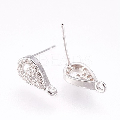 Brass Micro Pave Cubic Zirconia Stud Earring Findings KK-F753-04P-RS-1