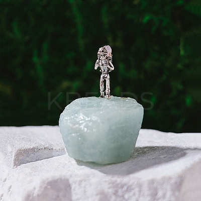Nuggets Natural Aquamarine & Brass Miner Model Mineral Specimen Display Decoration PW-WG22110-11-1